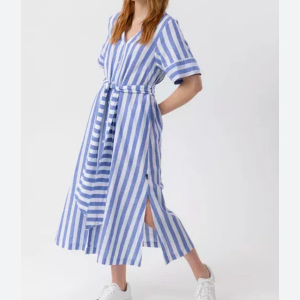 Holbrook Sweden Blue Ticking Pinstripe Maxi Shirt Dress - Picture 6 of 6